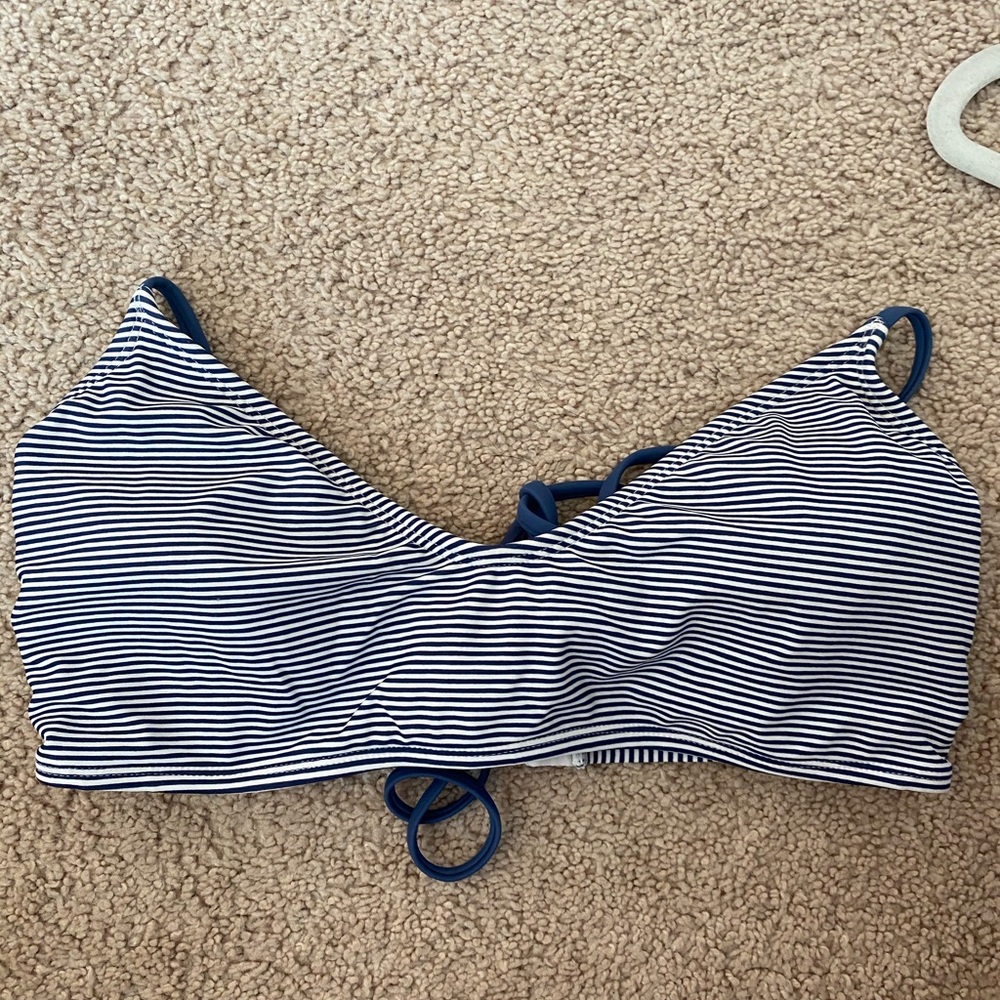 Blue and white stripped bikini top